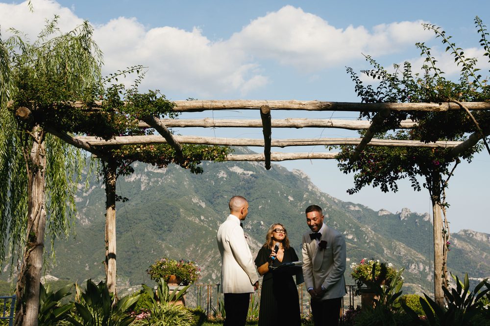 mountain backdrop for villa Eva wedding ceremony in Ravello