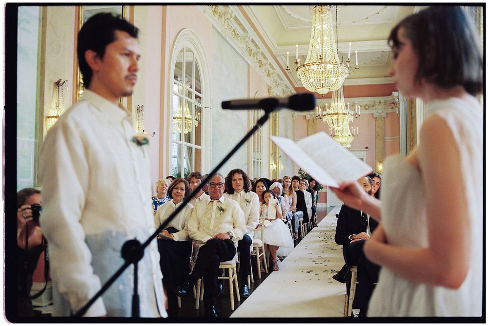 analogue photography during a wedding ceremony at Danesfield House